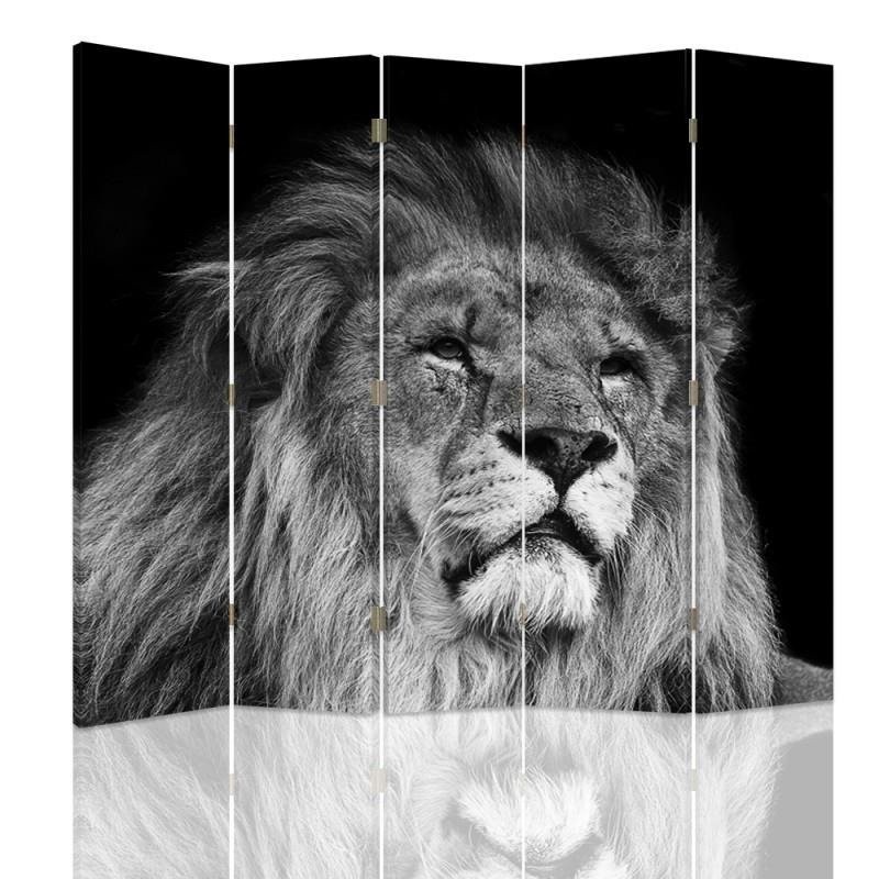 Living room divider - Lion in black and white | FEEBY