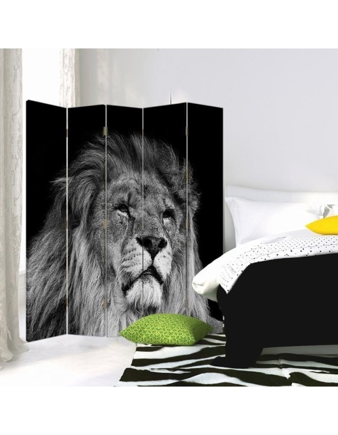 Living room divider - Lion in black and white | FEEBY