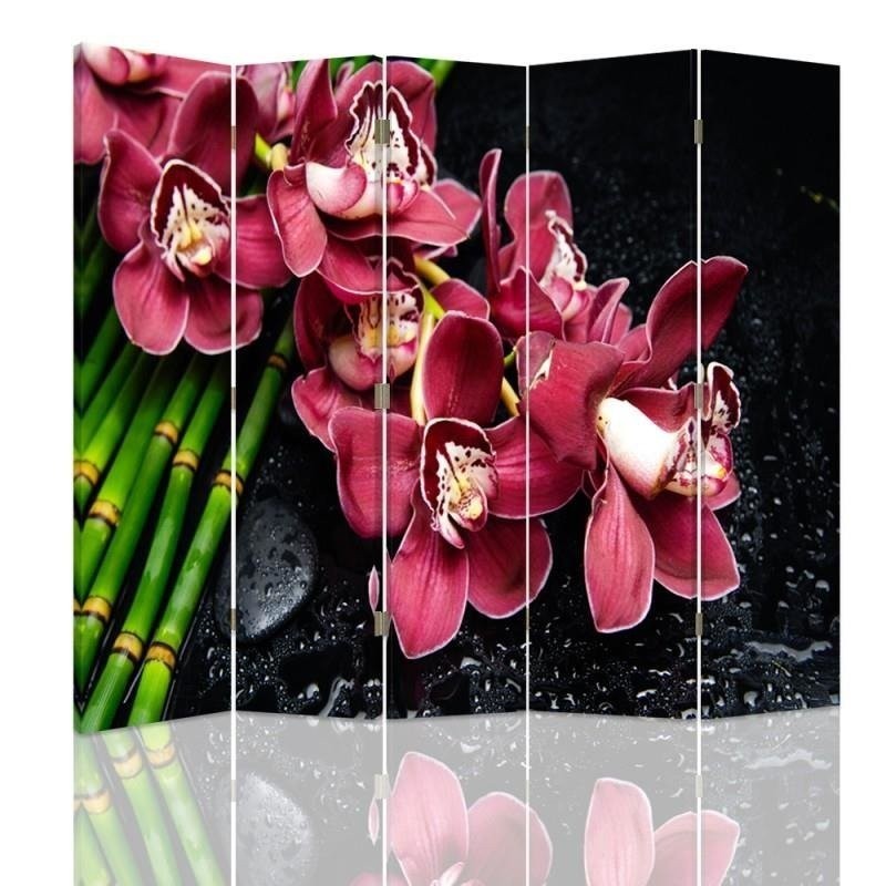 Double-sided screen - Orchid with bamboo | FEEBY