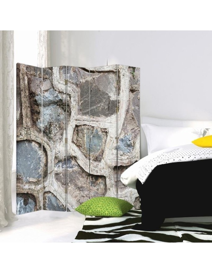 Practical bedroom divider - Grey stone wall | FEEBY