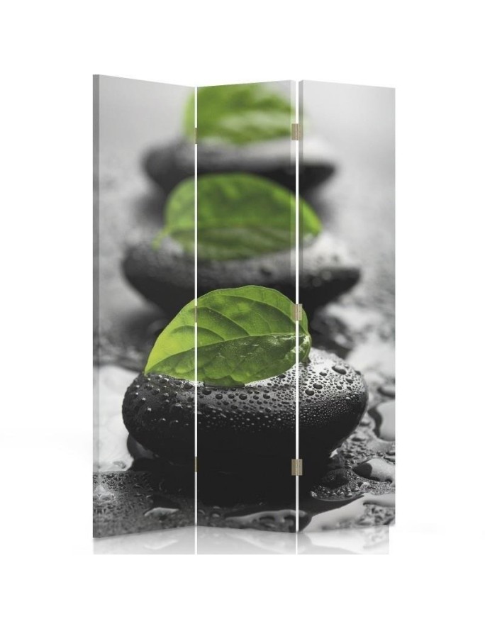 Decorative screen - Composition of pebbles and leaves | FEEBY