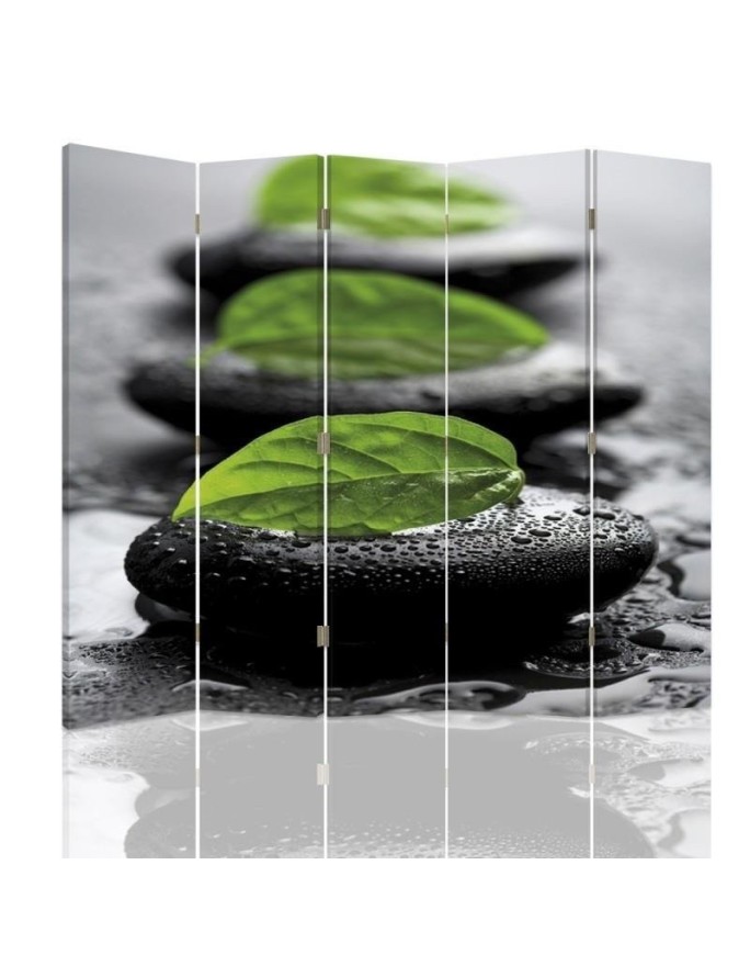 Decorative screen - Composition of pebbles and leaves | FEEBY