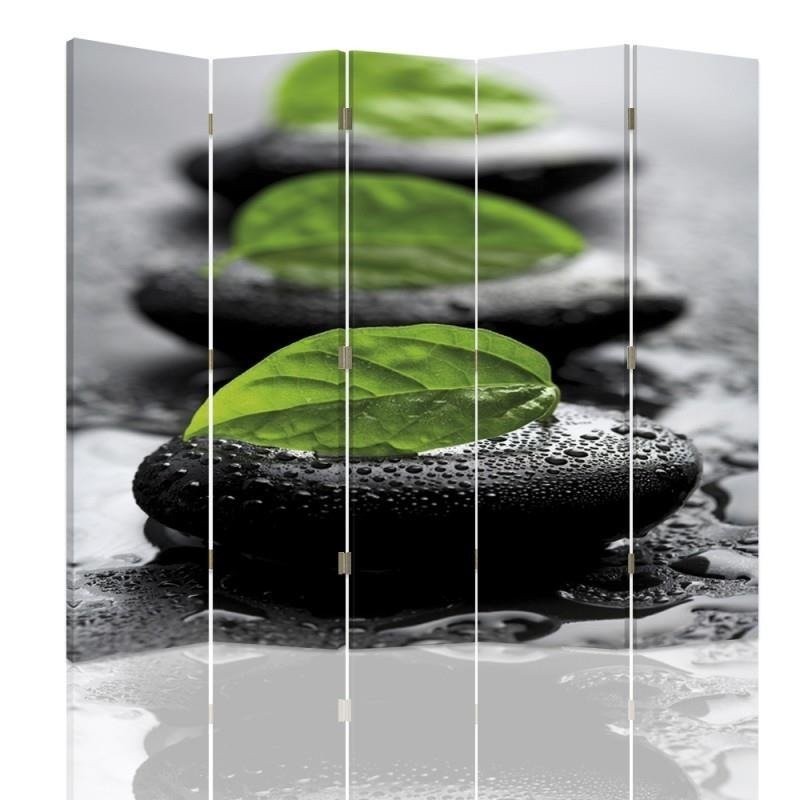 Decorative screen - Composition of pebbles and leaves | FEEBY