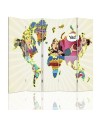 Two-sided folding screen - Pop-art world map | FEEBY