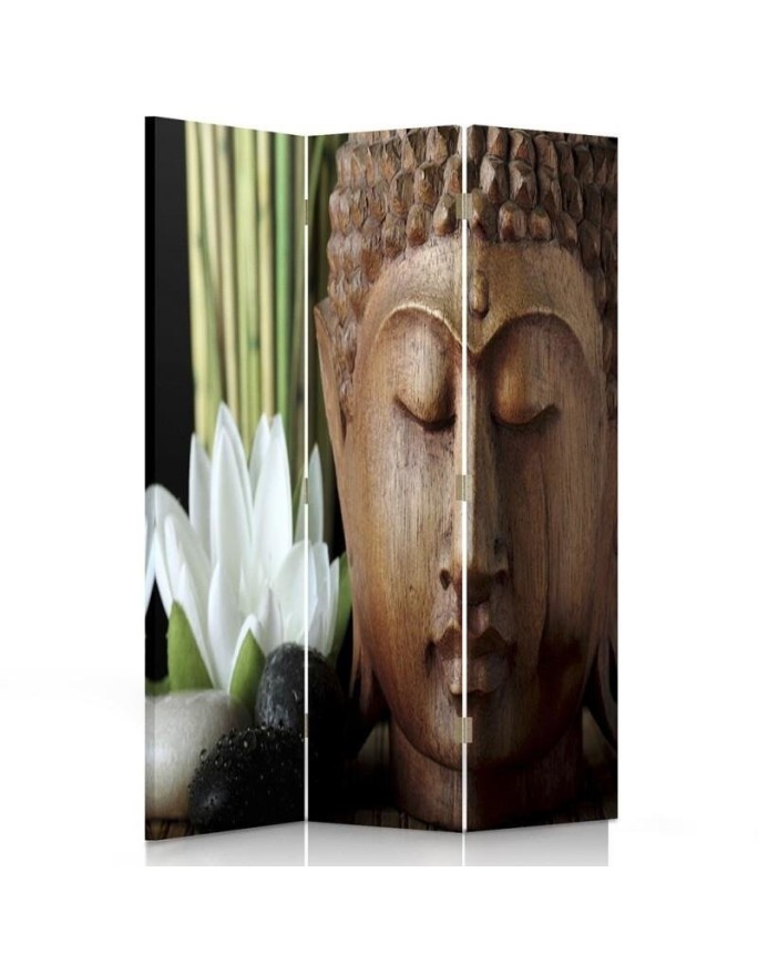 Double-sided room divider - Buddha in wood | FEEBY