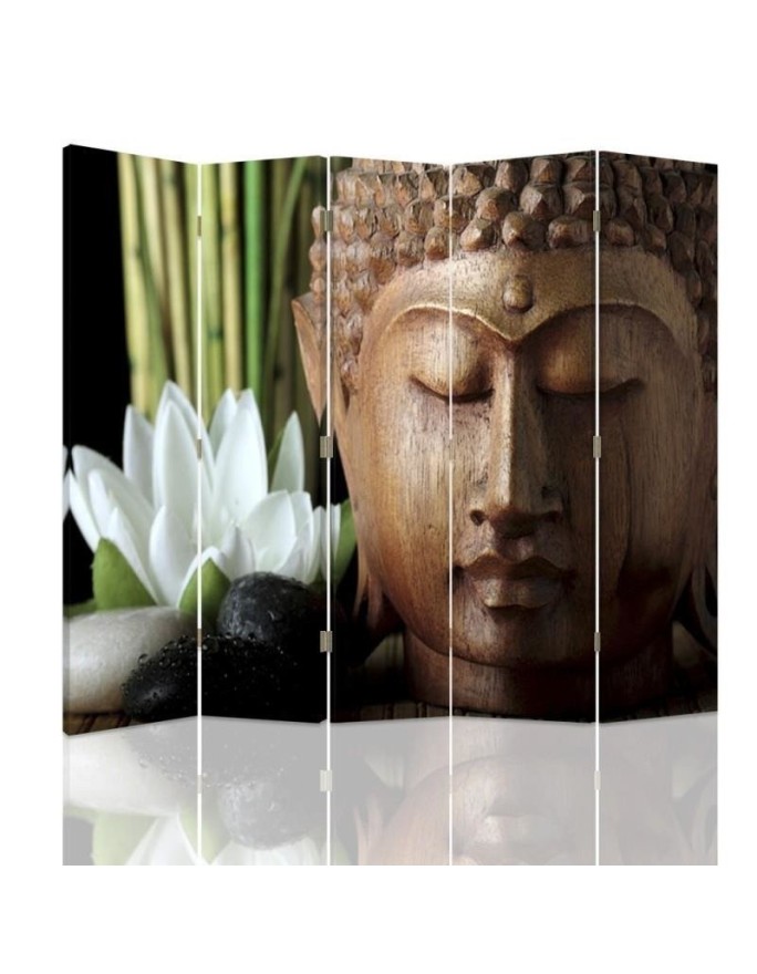 Double-sided room divider - Buddha in wood | FEEBY