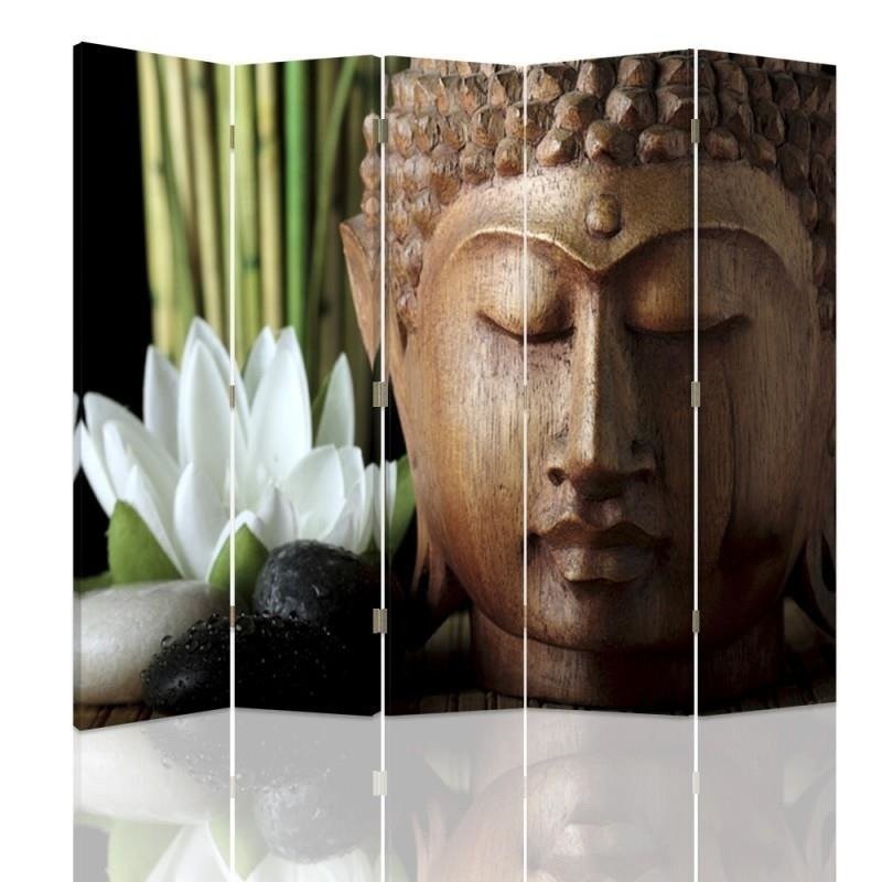 Double-sided room divider - Buddha in wood | FEEBY