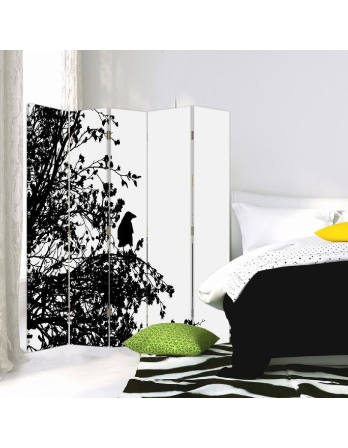 Decorative room divider - Black bird on a branch | FEEBY