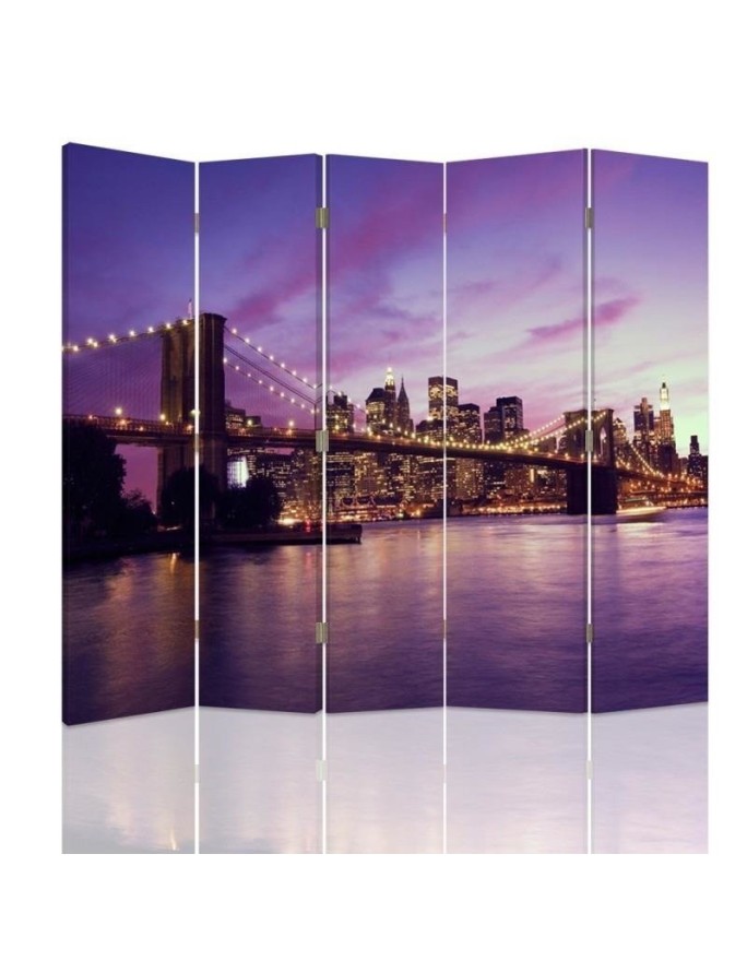 Multipart room divider - Manhattan submerged in purple | FEEBY