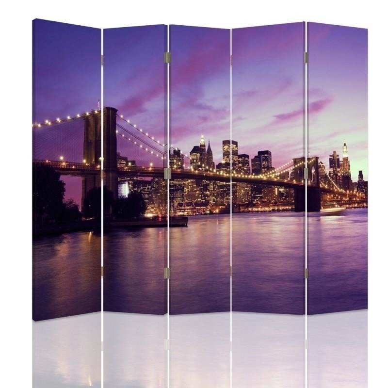 Multipart room divider - Manhattan submerged in purple | FEEBY