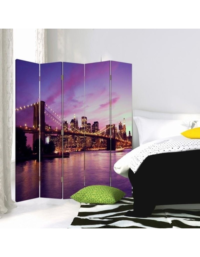 Multipart room divider - Manhattan submerged in purple | FEEBY