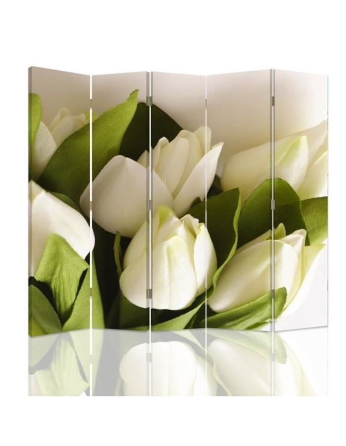 Practical room divider - Fresh white tulips | FEEBY