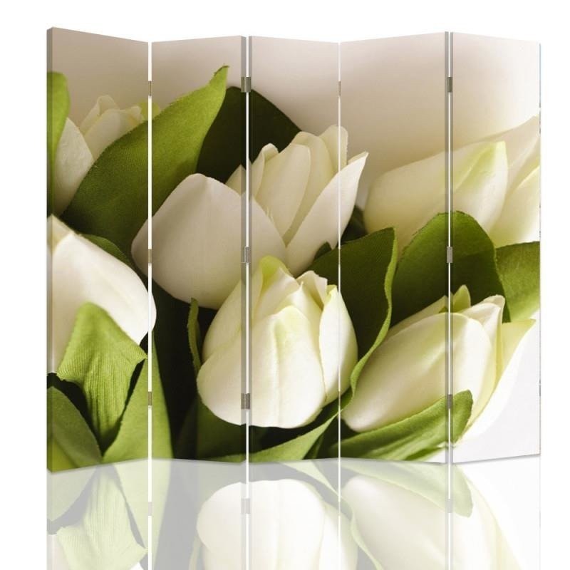 Practical room divider - Fresh white tulips | FEEBY