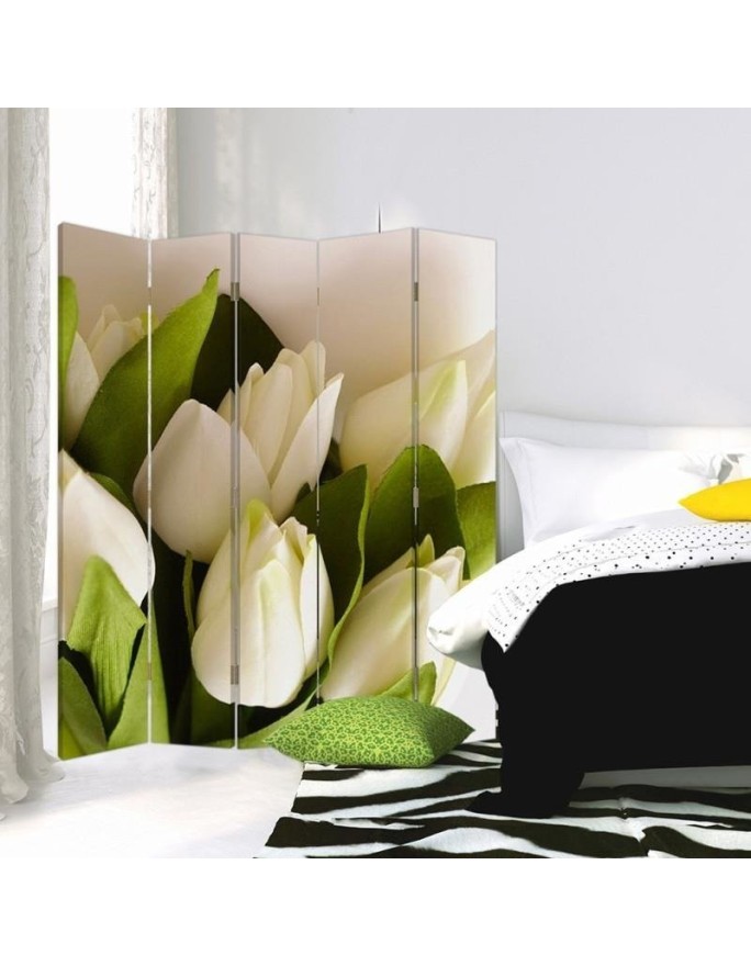 Practical room divider - Fresh white tulips | FEEBY
