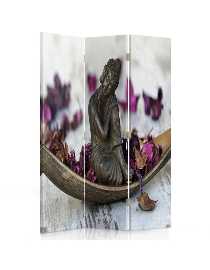 Living room divider - Buddha in purple petals | FEEBY