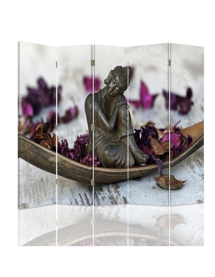 Living room divider - Buddha in purple petals | FEEBY