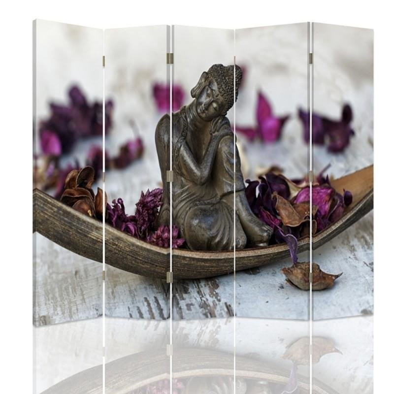 Living room divider - Buddha in purple petals | FEEBY