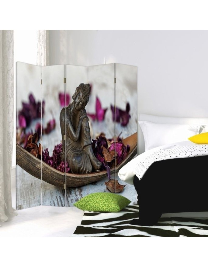 Living room divider - Buddha in purple petals | FEEBY
