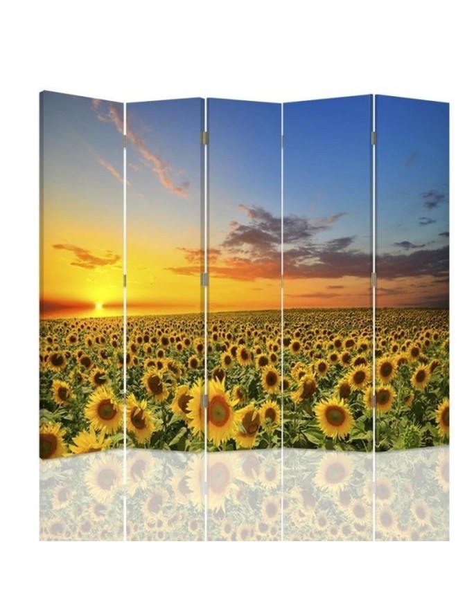 Decorative room divider - Landscape with sunflowers | FEEBY