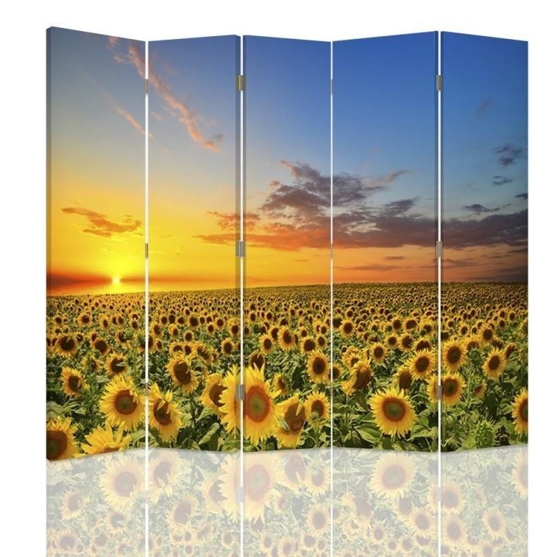 Decorative room divider - Landscape with sunflowers | FEEBY