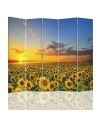 Decorative room divider - Landscape with sunflowers | FEEBY