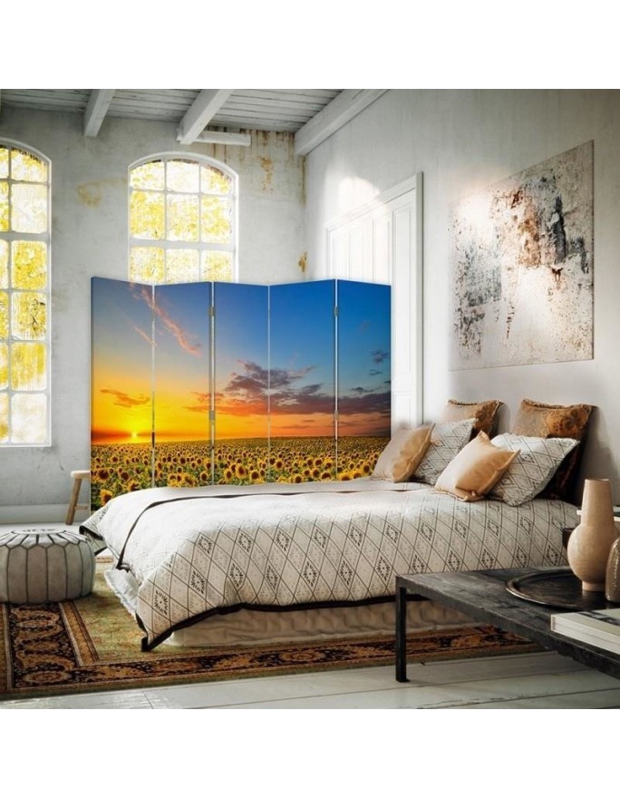 Decorative room divider - Landscape with sunflowers | FEEBY