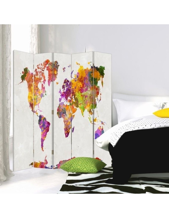 Children's room divider - Multicoloured world map | FEEBY