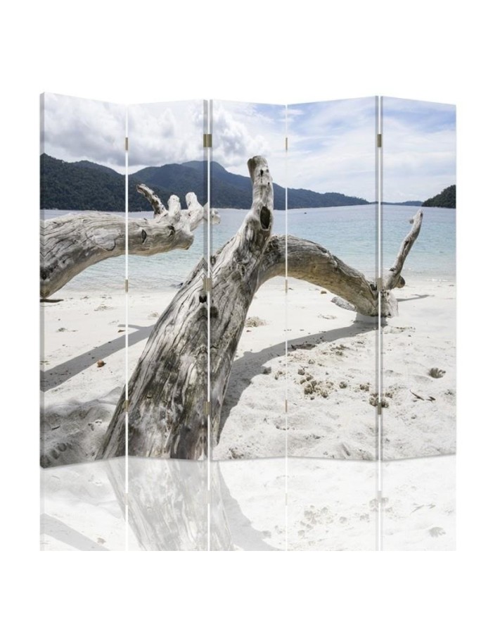 Bathroom divider - Tree branches on a tropical beach | FEEBY