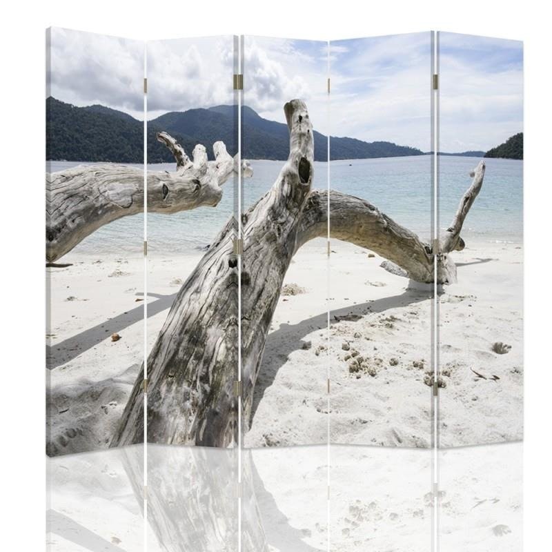 Bathroom divider - Tree branches on a tropical beach | FEEBY
