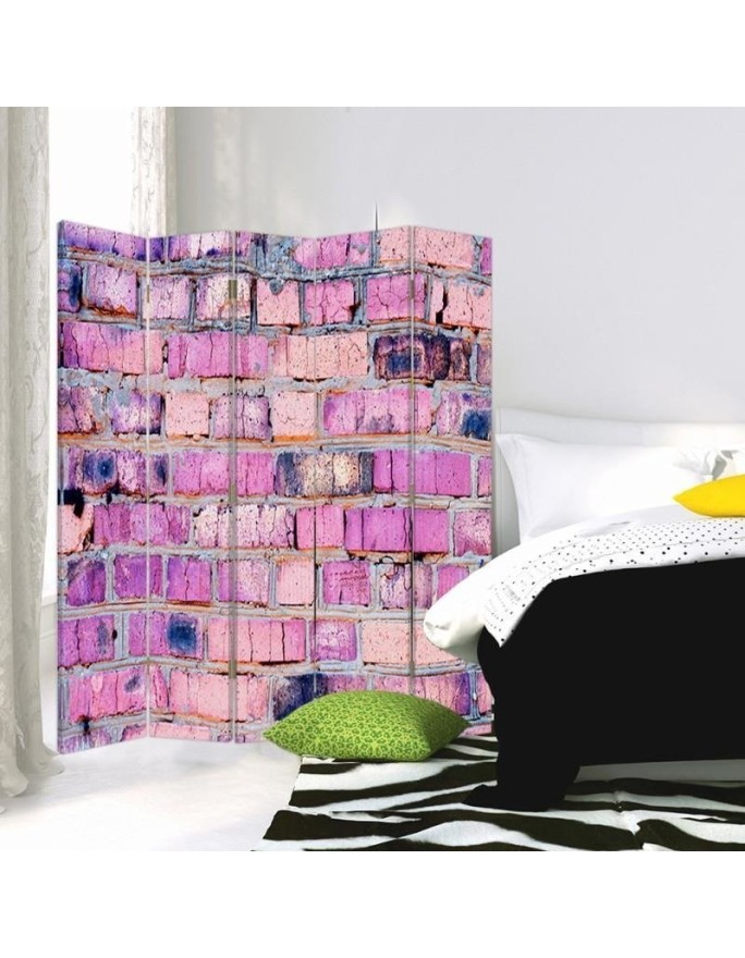 Living room divider - Brick wall in pink | FEEBY