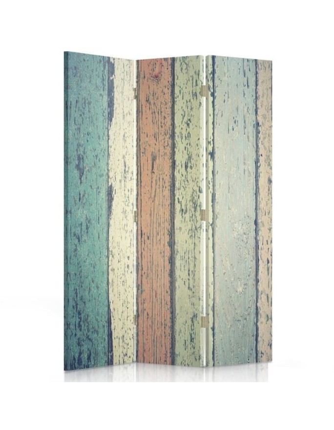 Bedroom divider - Coloured rustic planks | FEEBY