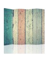 Bedroom divider - Coloured rustic planks | FEEBY