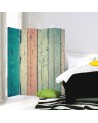 Bedroom divider - Coloured rustic planks | FEEBY