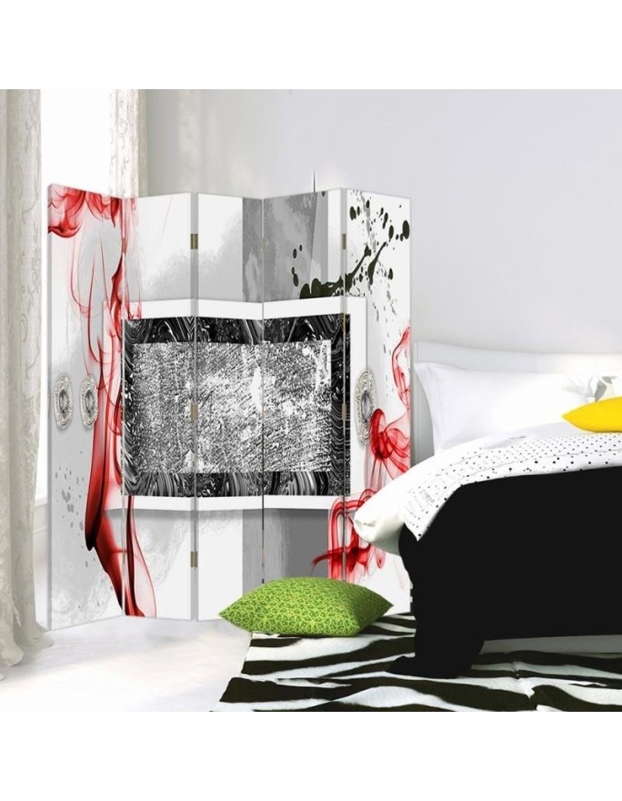 Decorative screen - Abstraction in grey and red | FEEBY