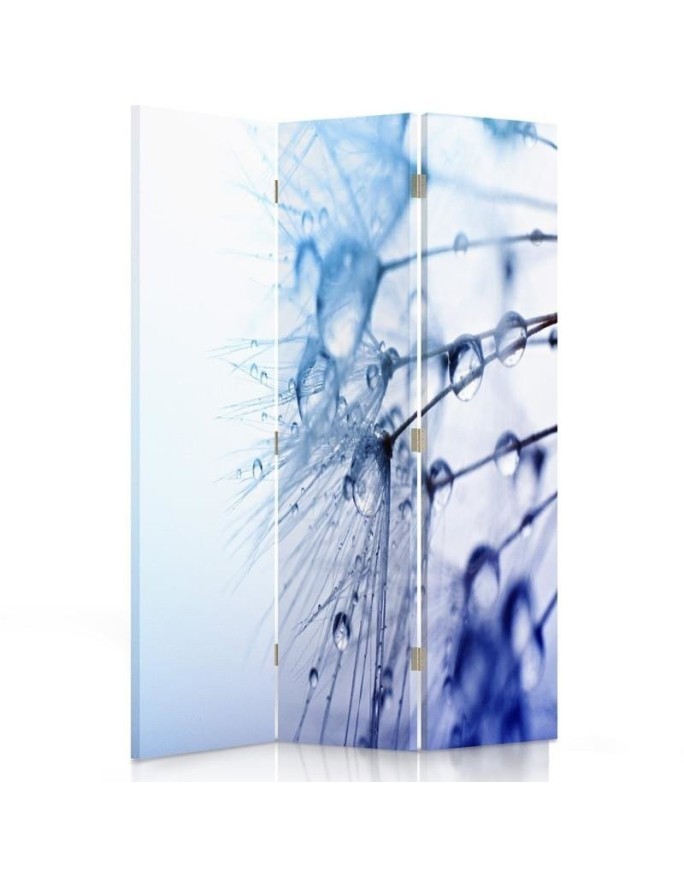 Double-sided folding screen - Drops of water in blue | FEEBY