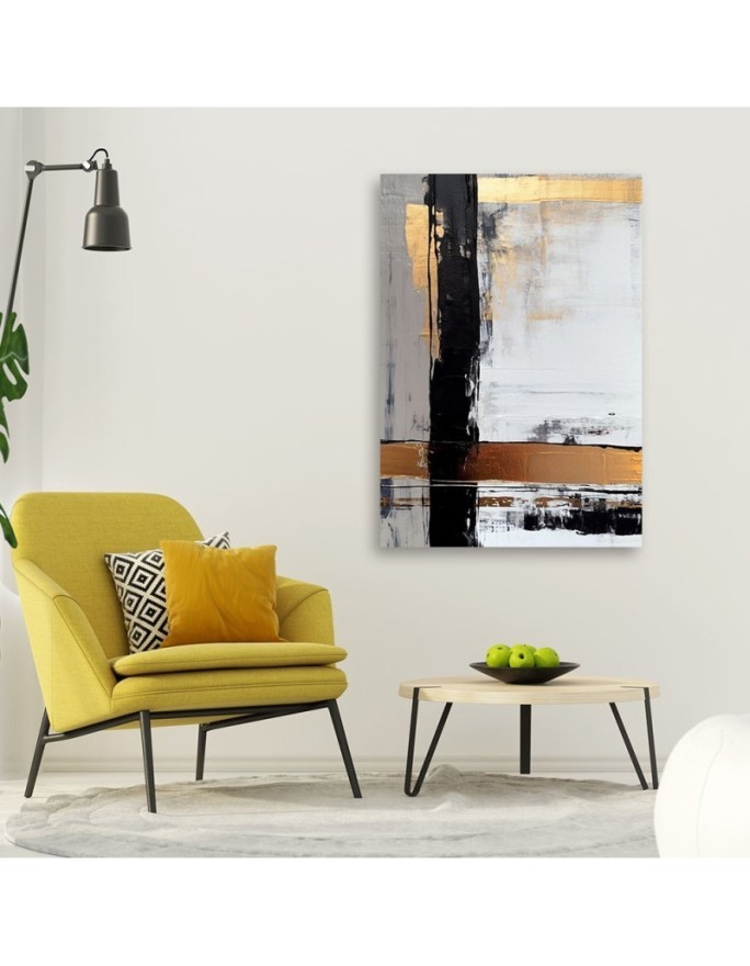 Canvas print for living room - Abstract with gold accents | FEEBY