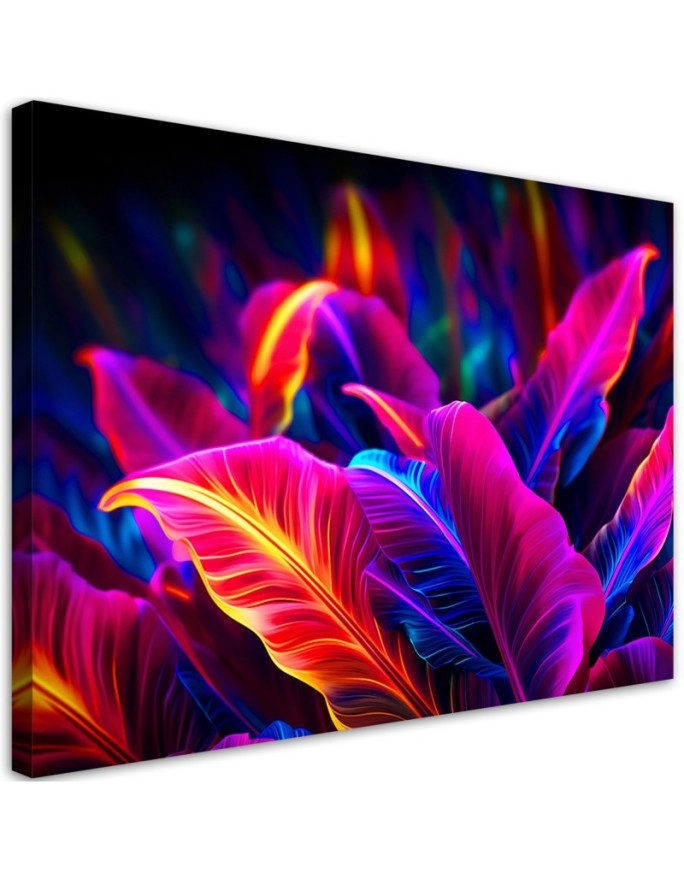 Modern canvas print - Neon leaves | FEEBY