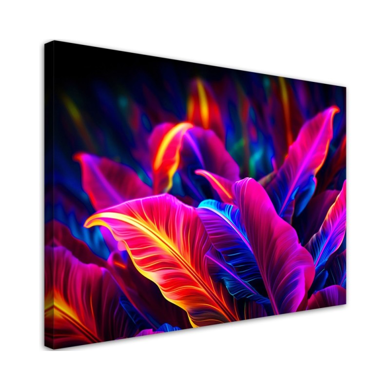 Modern canvas print - Neon leaves | FEEBY