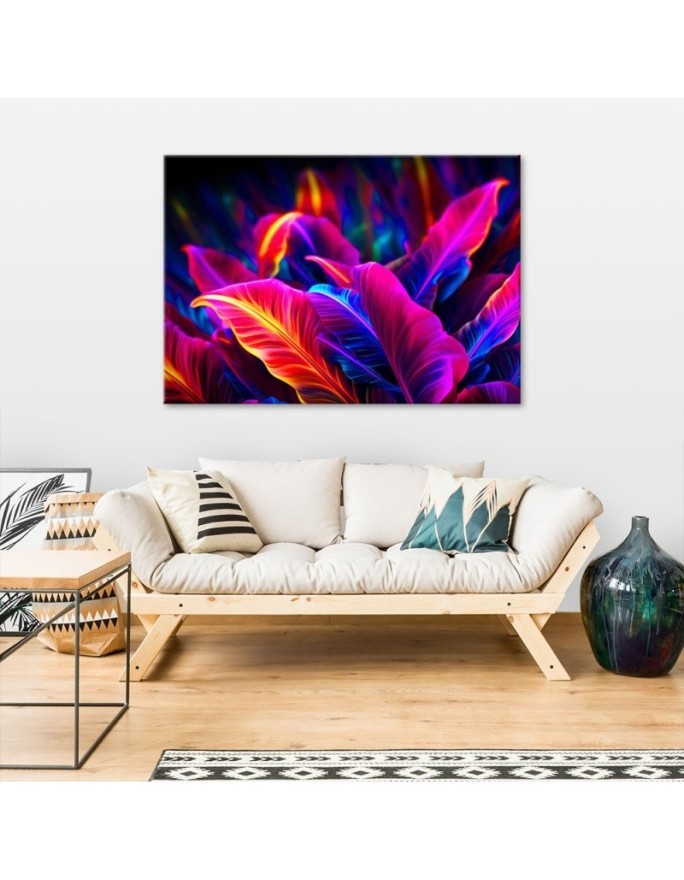 Modern canvas print - Neon leaves | FEEBY