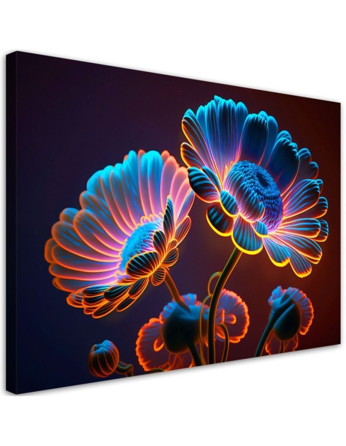 Modern canvas print - Neon flowers | FEEBY