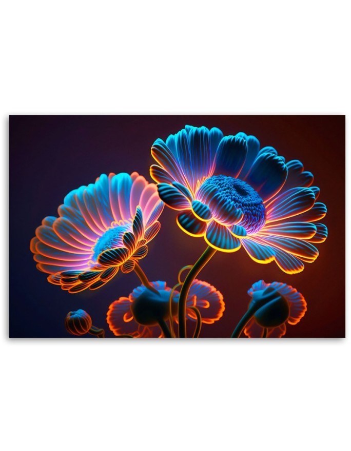 Modern canvas print - Neon flowers | FEEBY