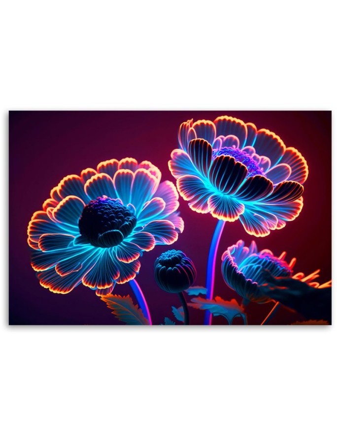 Modern painting - Neon flower buds | FEEBY