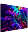 Modern canvas print - Monstera leaves in neon colours | FEEBY
