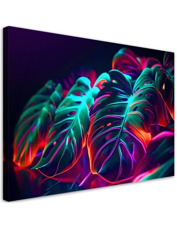 Modern canvas print - Monstera leaves in futuristic style | FEEBY