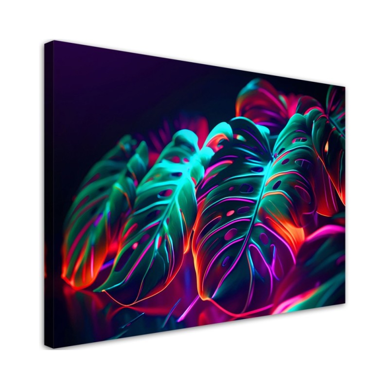 Modern canvas print - Monstera leaves in futuristic style | FEEBY