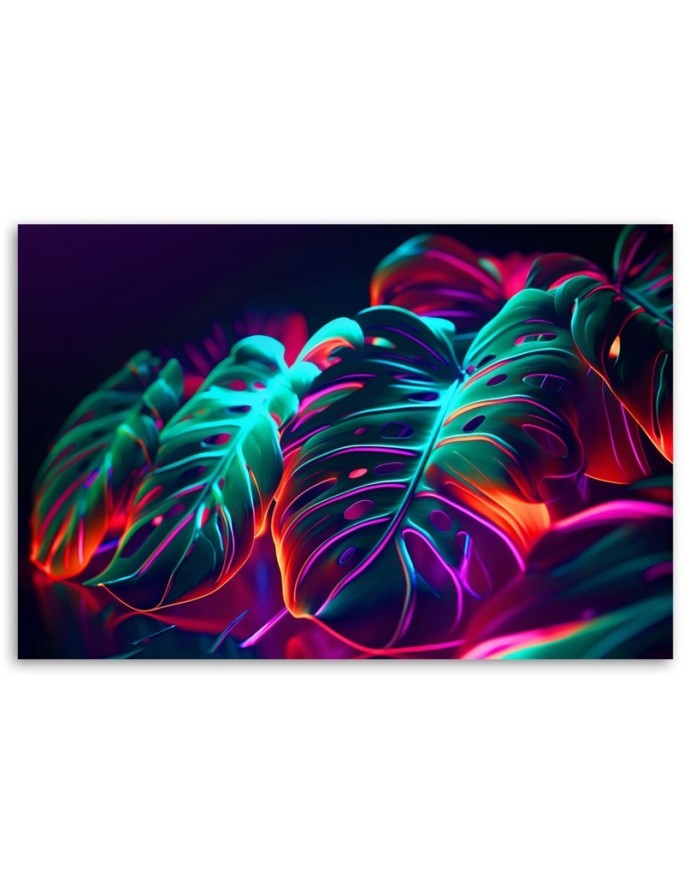 Modern canvas print - Monstera leaves in futuristic style | FEEBY