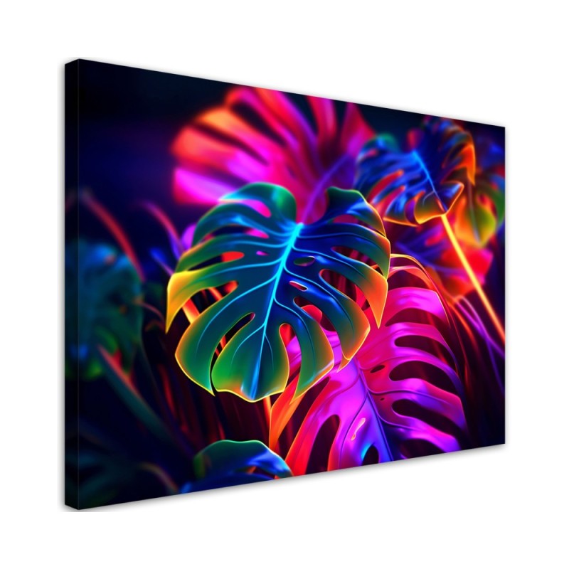 Modern canvas print - Monstera fluorescent leaves | FEEBY