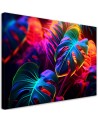 Painting for living room - Monstera leaves in neon colours | FEEBY