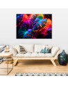Painting for living room - Monstera leaves in neon colours | FEEBY
