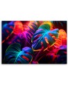 Painting for living room - Monstera leaves in neon colours | FEEBY